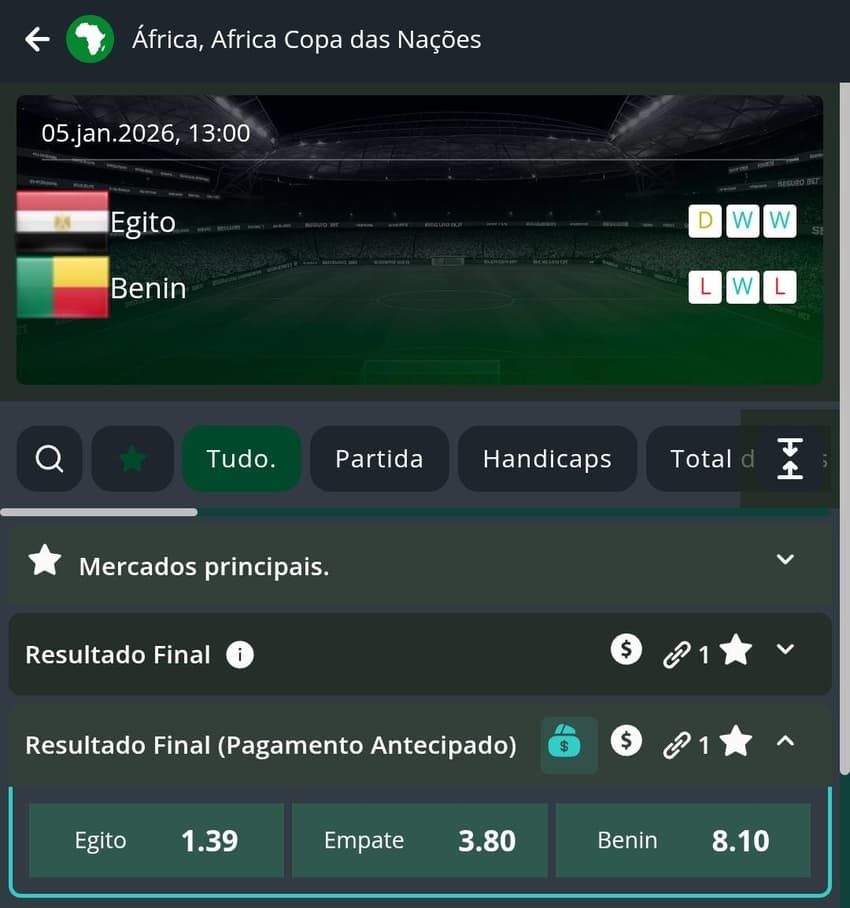 Captura de tela do Pagamento Antecipado na Segurobet