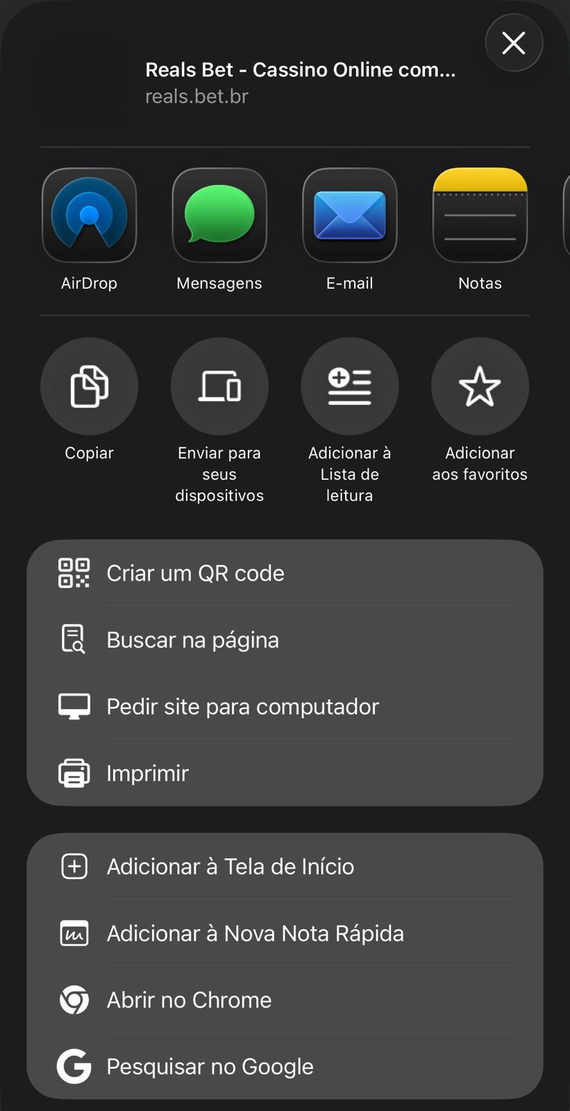 Captura da tela de atalho comoo alternativa ao Realsbet App.