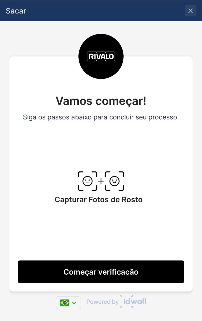 Captura da tela de verificação de identidade na Rivalo.