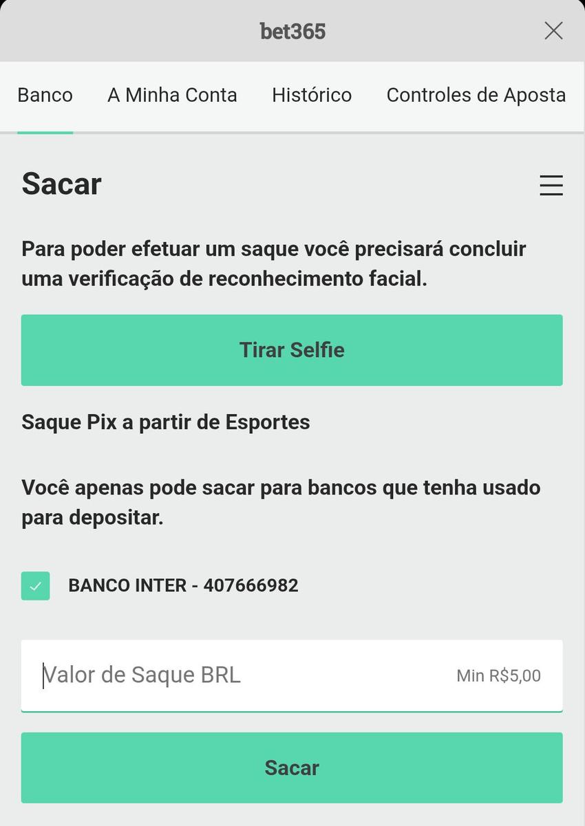 Captura de tela do saque bet365.