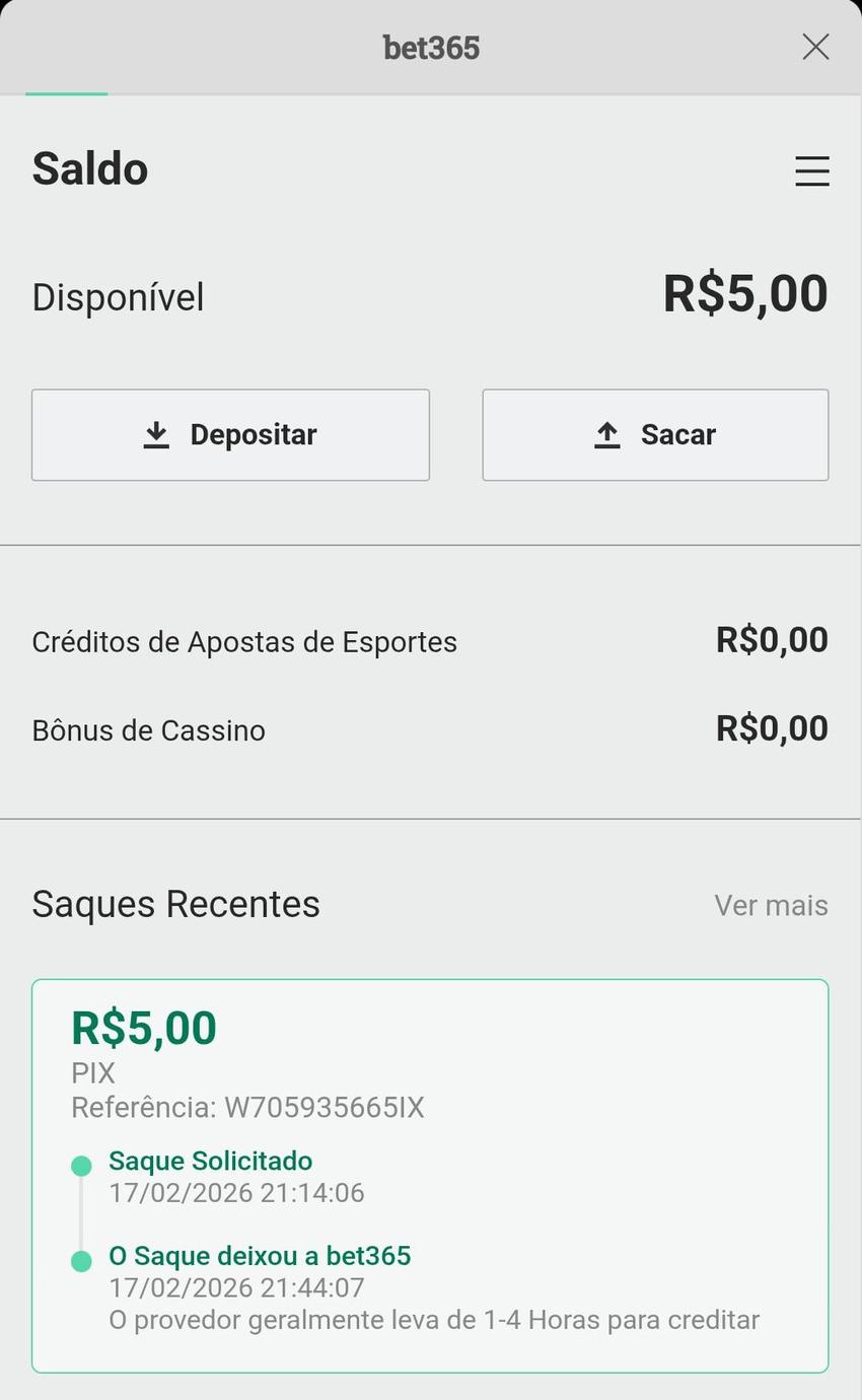Captura da tela do gerenciador do saque bet365.