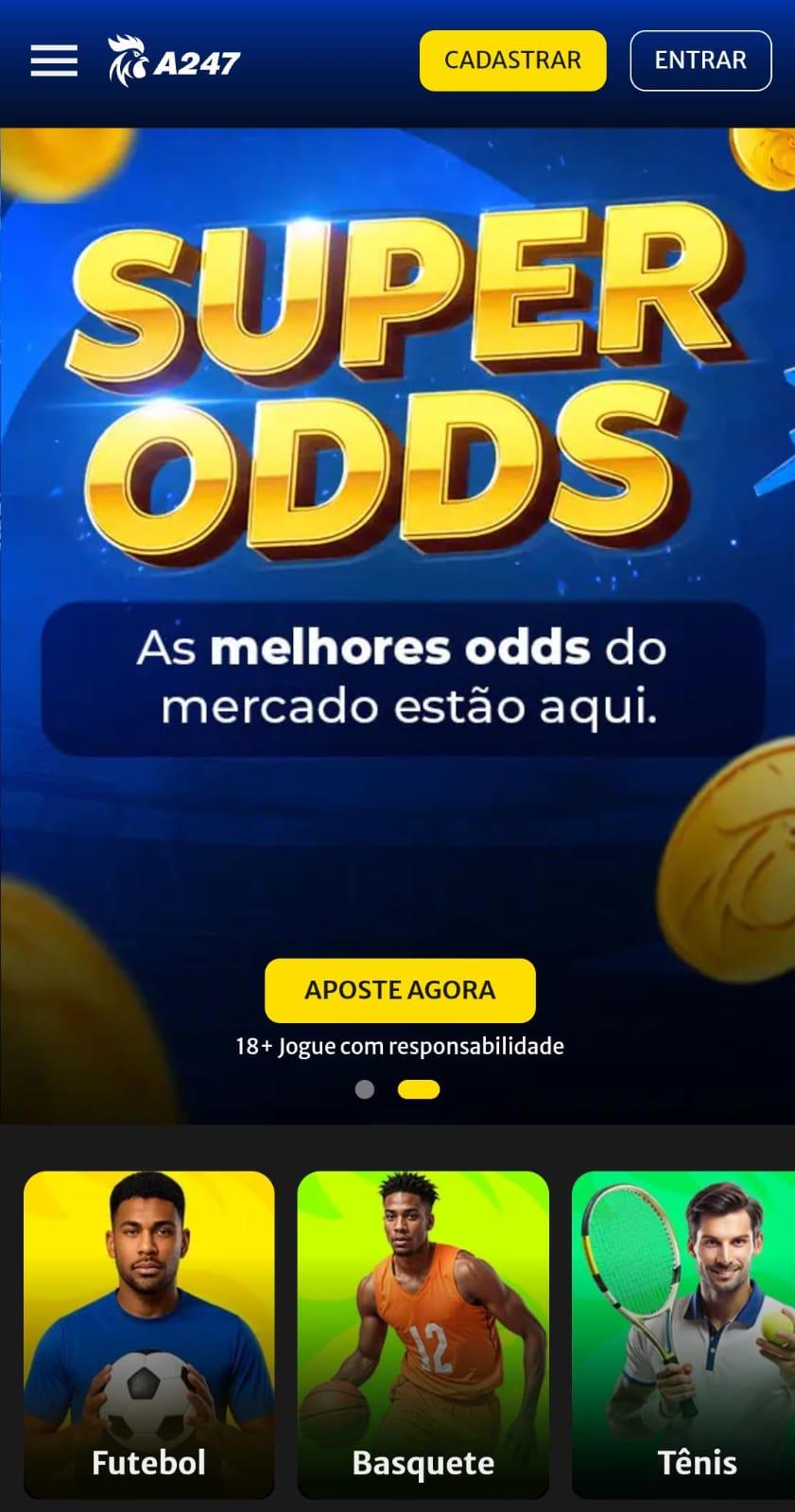 Captura de tela do novo site de apostas A247 Bet.