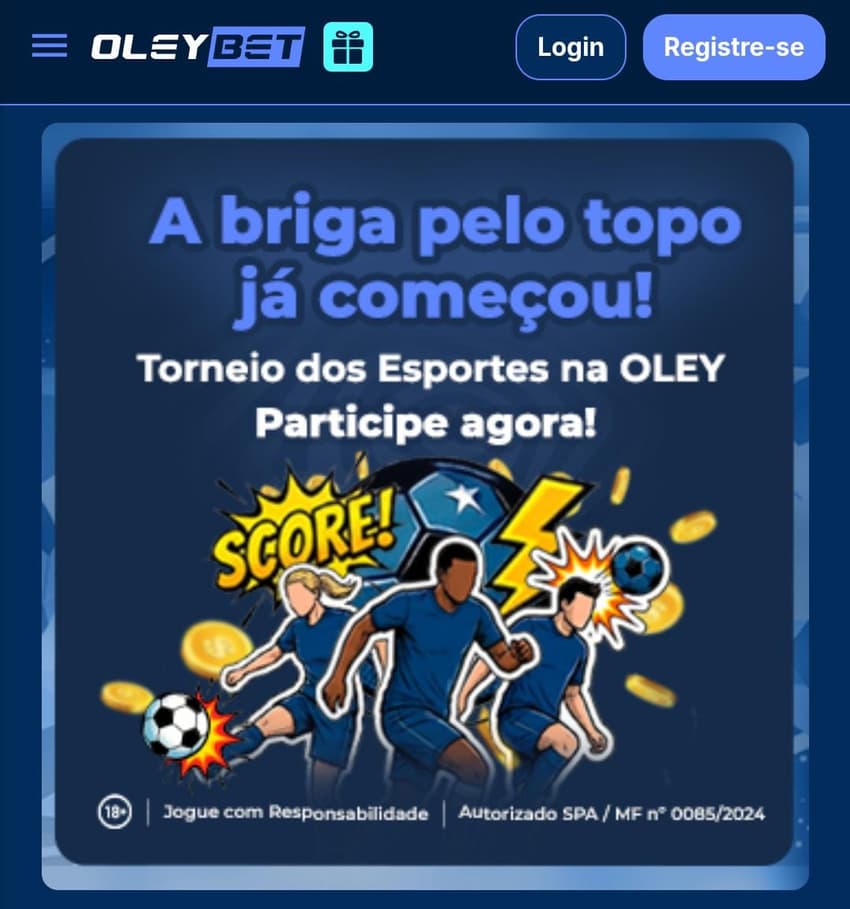 Captura de tela do Torneio dos Esportes da Oley Bet.