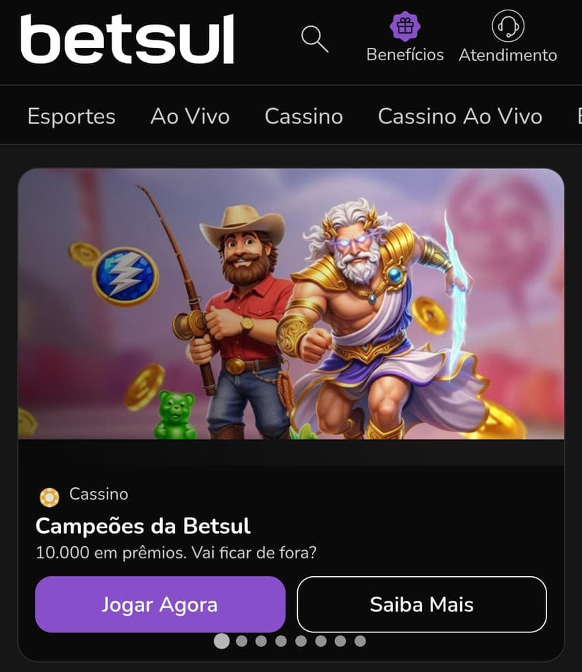 Captura de tela da plataforma nova Betsul.