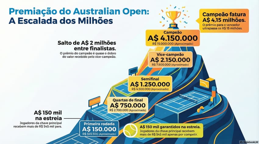 A premiação do Australian Open (valores em dólares australianos) (Reprodução/IA)