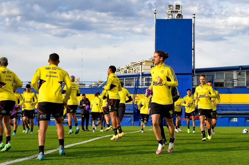 Treino do Flamengo em 2022 no CT do Boca Juniors (Foto: Marcelo Cortes/Flamengo)