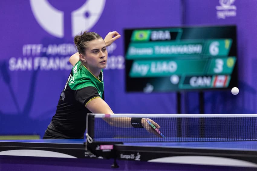 Bruna Takahashi na Copa América de tênis de mesa 2026 (Foto: ITTF Americas)