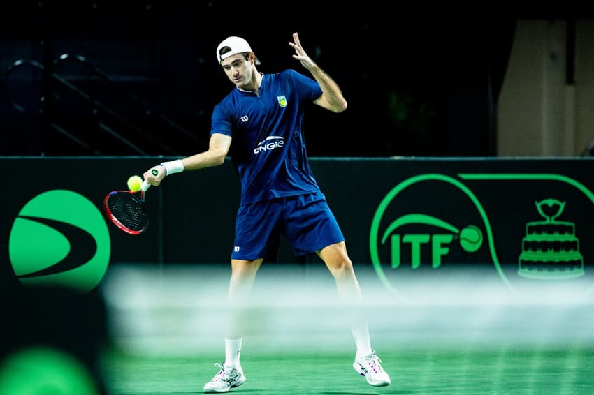 Gustavo Heide no treino em Vancouver para a Copa Davis (Foto: André Gemmer/CBT)