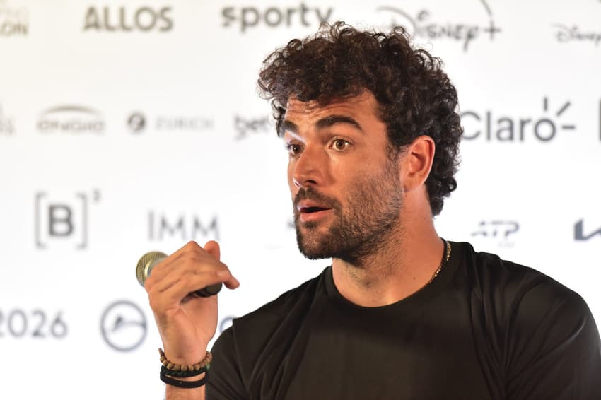 O italiano Matteo Berrettini em coletiva no Rio Open (Foto: Fotojump)