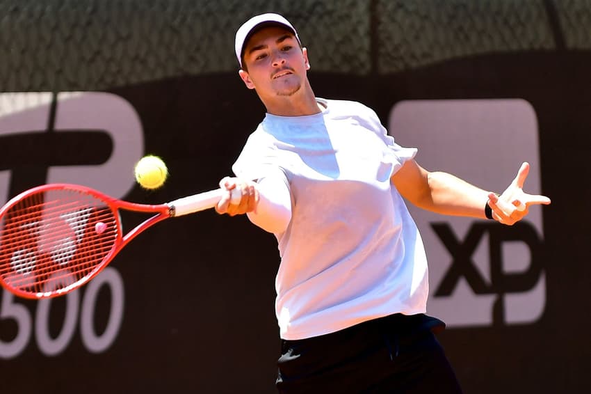 João Fonseca no treino neste domingo no Rio Open (Foto: João Pires/Fotojump)