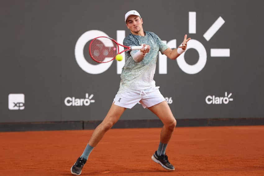 João Fonseca na estreia nas duplas no Rio Open, ao lado de Marcelo Melo (Foto: João Pires/Fotojump)