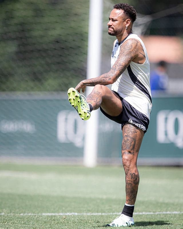 Neymar treina normalmente com o elenco do Santos nesta sexta-feira (20). (Foto: Raul Baretta/ Santos FC)