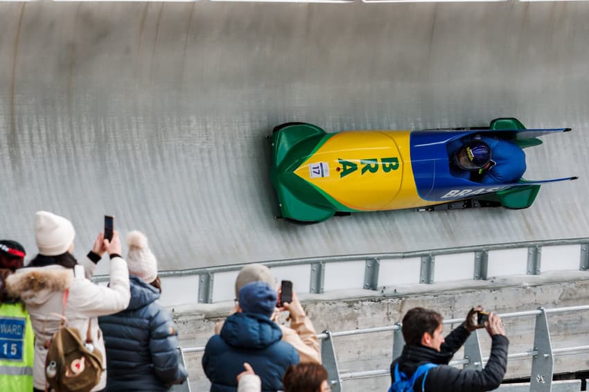 Descida 1 e 2 do do Bobsled 2-man com a dupla brasileira Edson Bindilatti eLuis Bacca nos Jogos Olímpicos de Inverno Milao-Cortina 2026 Foto: Gabriel Heusi/COB