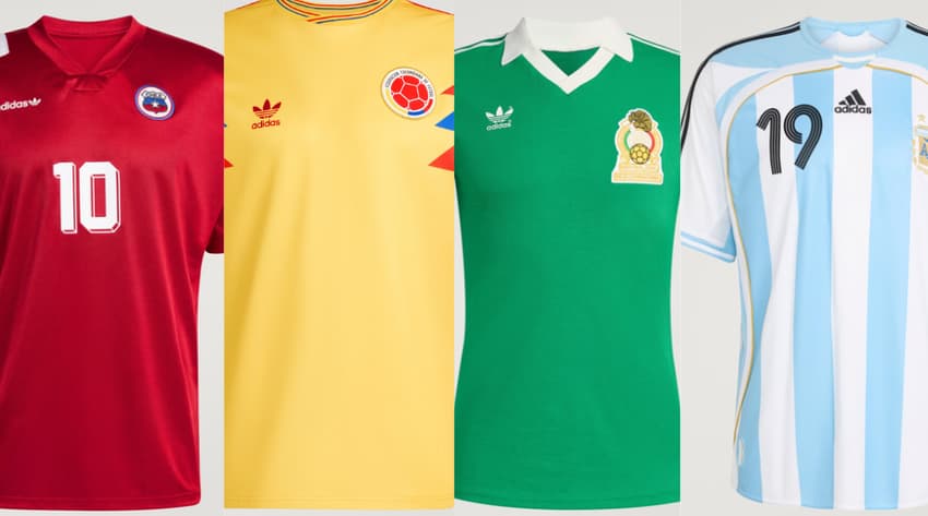 Camisas retrô da Adidas para seleções do continente americano (Foto: Reprodução/Adidas)