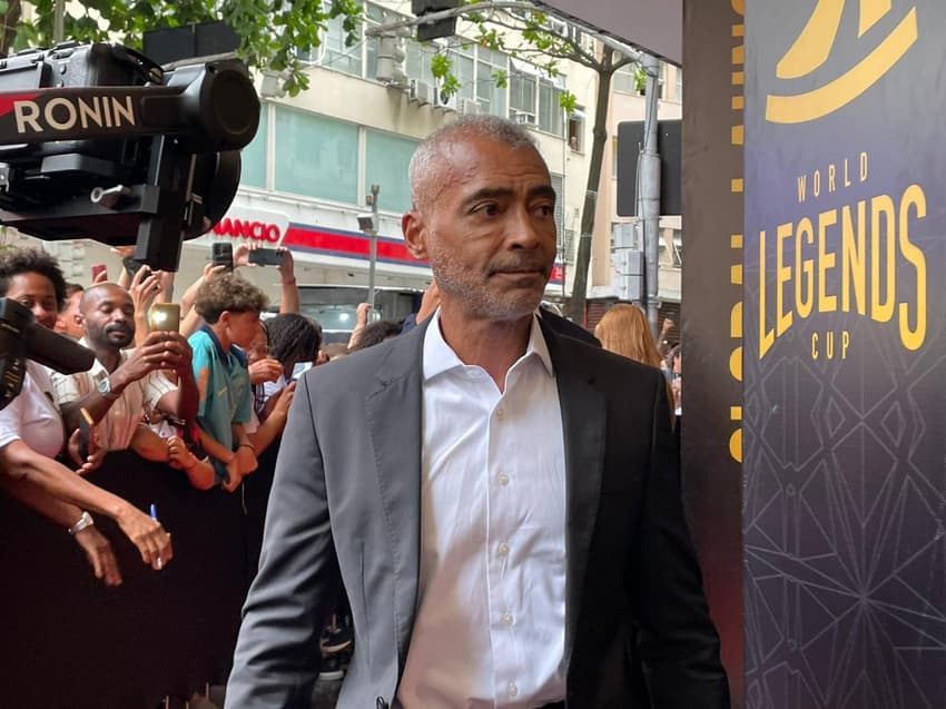 Romário no evento da World Legends Cup 2026, no Rio de Janeiro (Foto: Fernanda Gondim/Lance!)