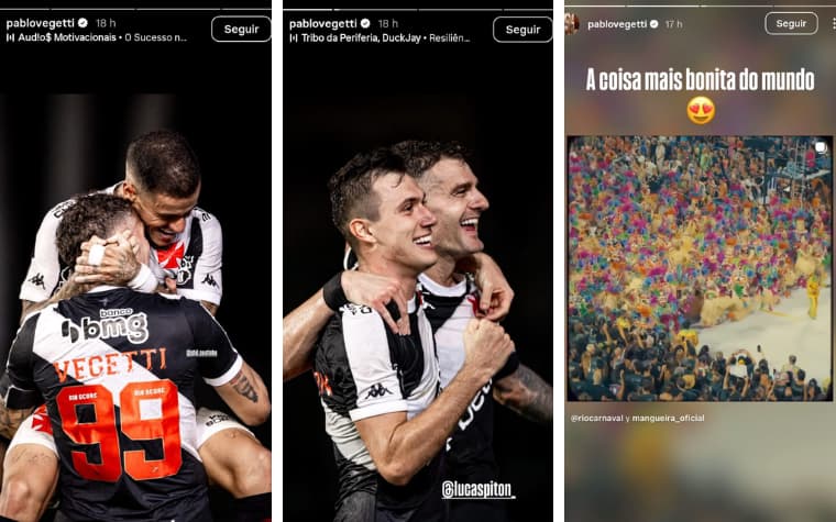 Sequência de stories compartilhados por Pablo Vegetti nas redes sociais (Foto: Reprodução / Instagram)
