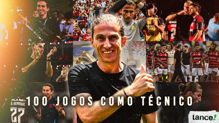 Filipe Luís completa 100 jogos pelo Flamengo (Foto: Arte/Lance!)