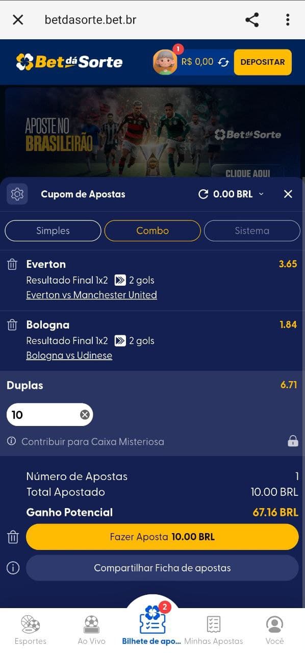 Criação de bilhete de aposta na Bet dá Sorte