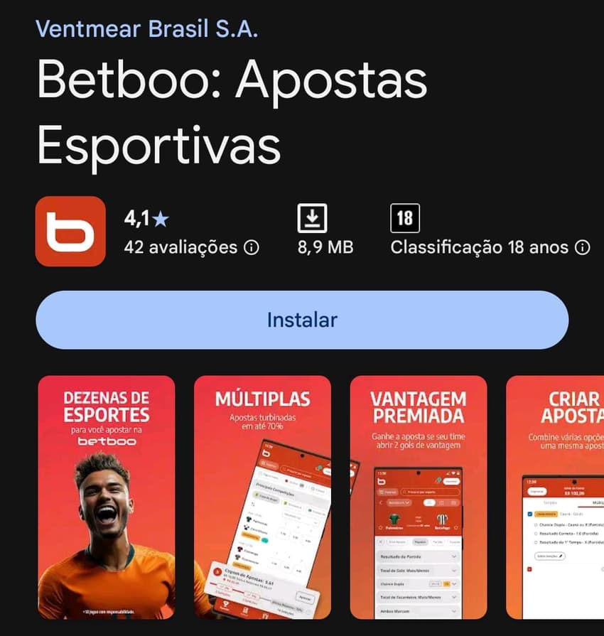 Captura de tela do app de cassino Betboo.