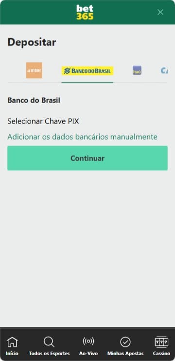 Depósito na bet365 via Pix pelo Banco do Brasil