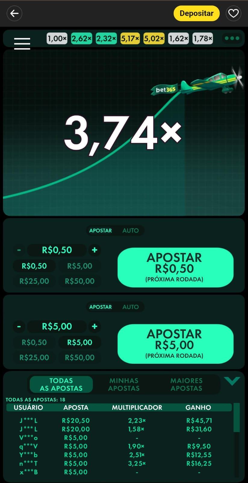 Captura de tela do jogo Fly365 na bet365 feita no dia 20/02/2026.