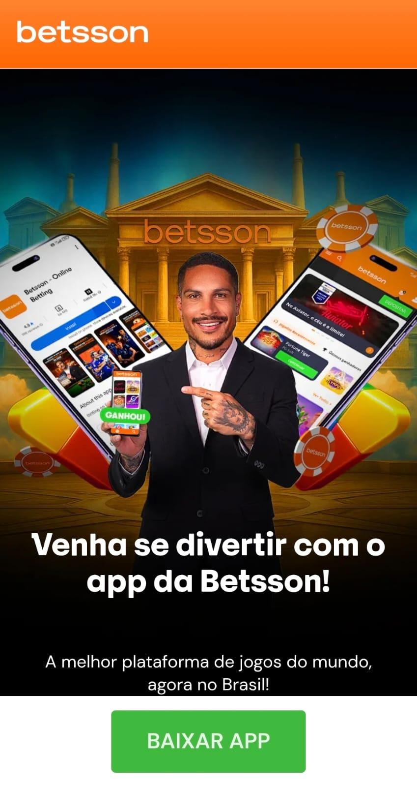 Captura de tela da seção oficial da Betsson para baixar o aplicativo para Android.