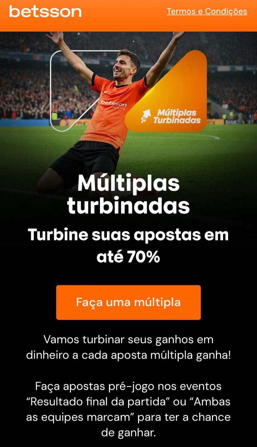 Captura da tela de Múltiplas Turbinadas na Betsson.
