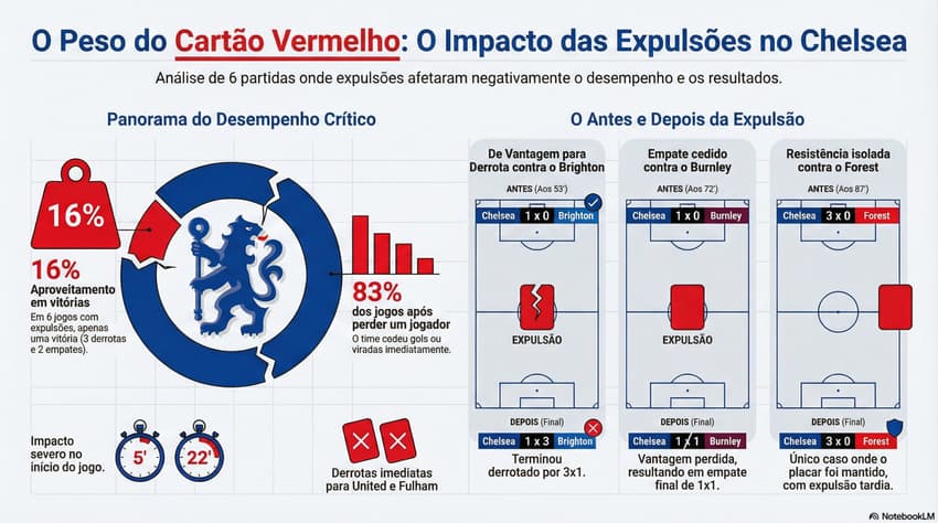 O Chelsea é o time com mais cartões vermelhos da Premier League (Foto: Notebook/LM)