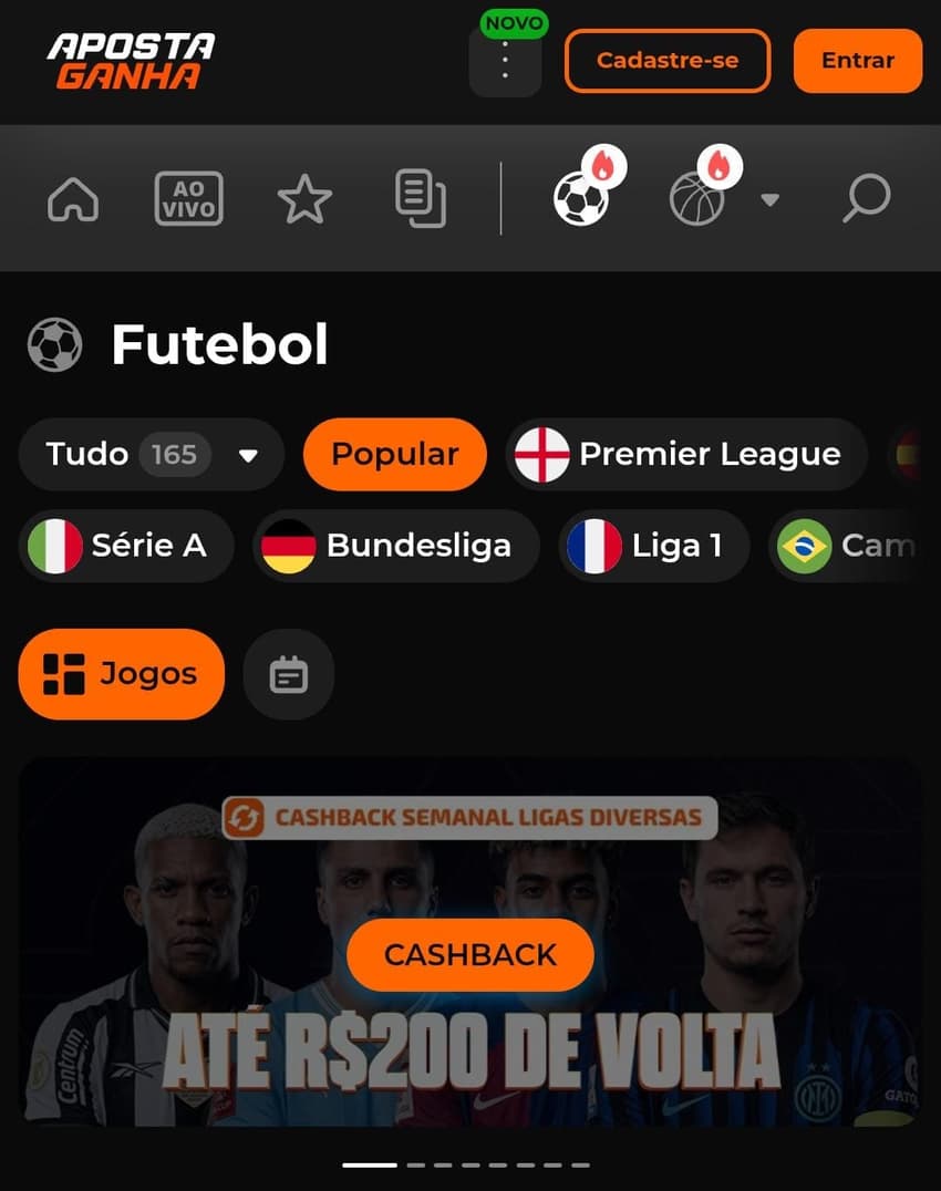 Captura de tela do bônus de cadastro da Aposta Ganha.