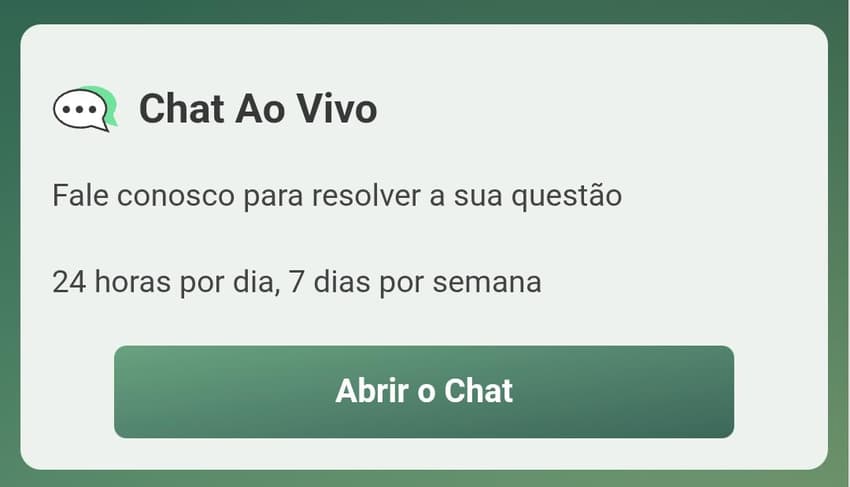 Botão para acionar o chat ao vivo bet365 no site
