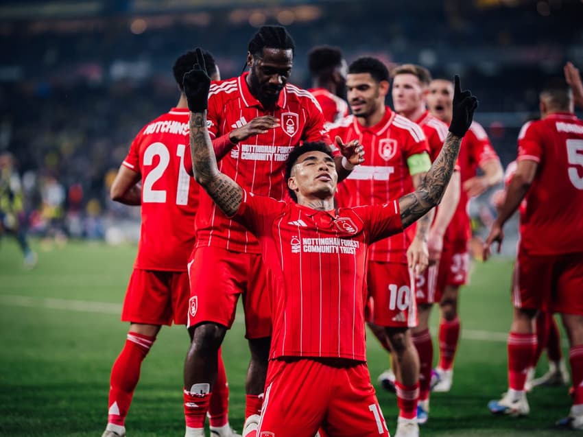 Igor Jesus, ex-Botafogo, comemora gol pelo Nottingham Forest (Foto: Divulgação/Nottingham Forest)