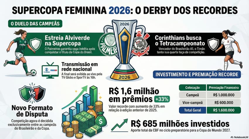 Supercopa Feminina terá premiação recorde (Foto: Notebooklm/IA)