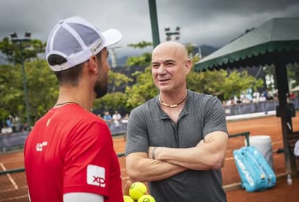 Guilherme Teixeira e Andre Agassi (Foto: João Pires/Fotojump)