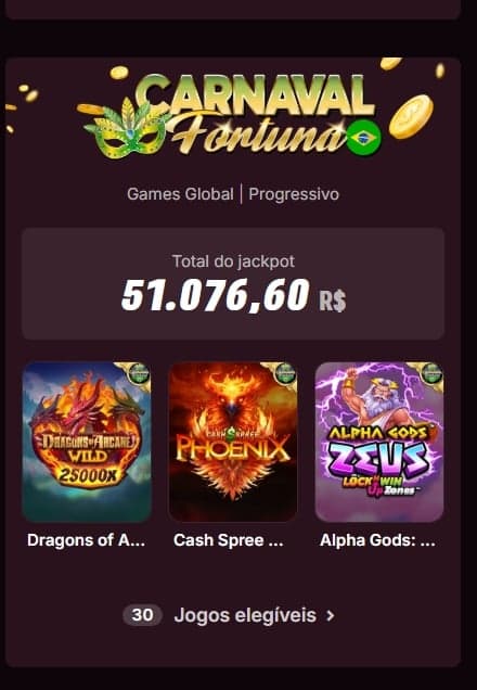 Jackpot progressivo Carnaval Fortuna da Games Global