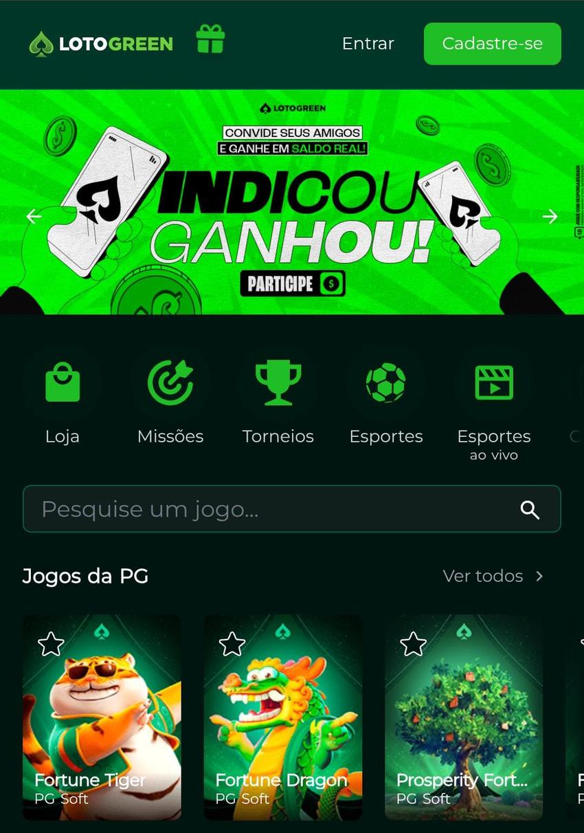  Captura de tela do bônus Indicou, Ganhou, do cassino Lotogreen.