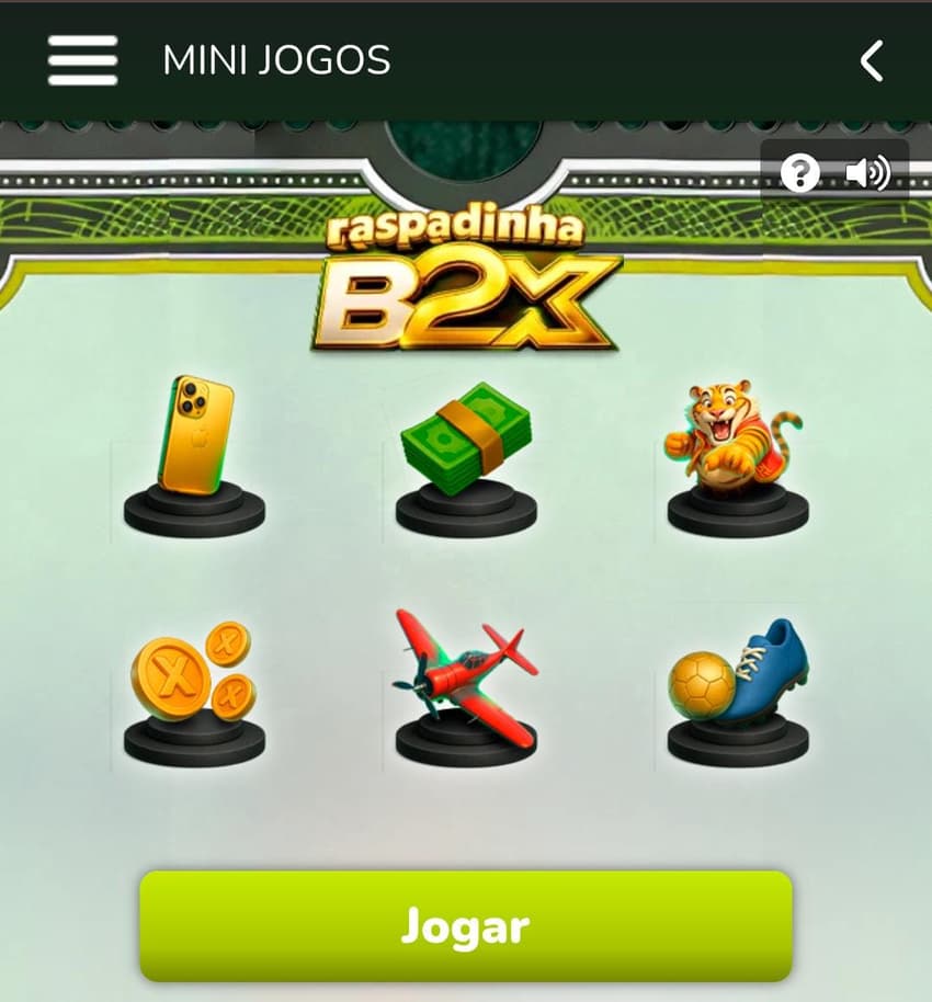 Captura de tela da raspadinha online B2x.