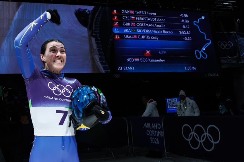 A brasileira Nicole Silveira compete no skeleton nos Jogos Olímpicos de Inverno Milao-Cortina 2026 Foto: Gabriel Heusi/COB