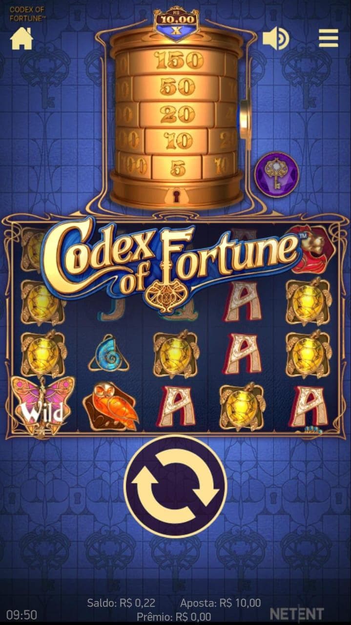 Captura de tela do slot Codex of Fortune na Stake.