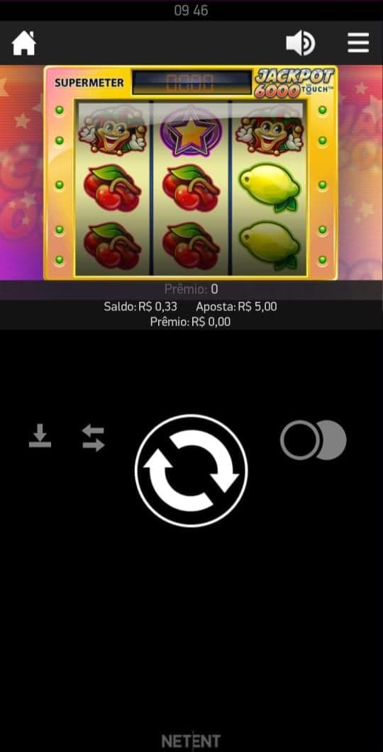 Captura de tela do slot Jackpot 6000 na Superbet.