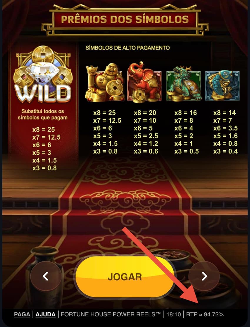  Captura de tela mostra como encontrar o RTP na F12 Bet.