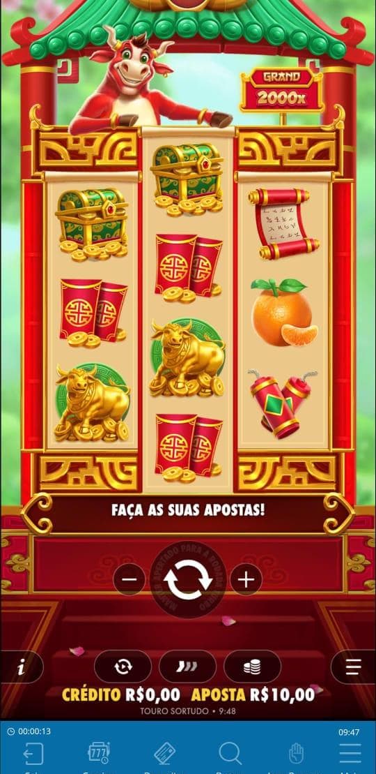 Captura de tela do slot Touro Sortudo na Sportingbet.