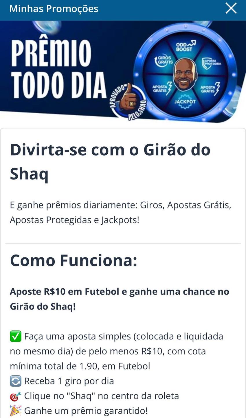 Captura de tela do Girão do Shaq na Sportingbet.