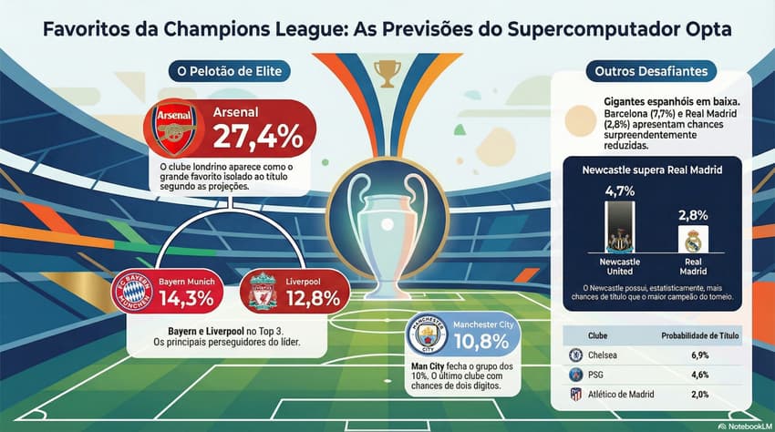 Ranking do favoritismo ao título da Champions League; Real Madrid é o 9º (Foto: Notebook/LM)