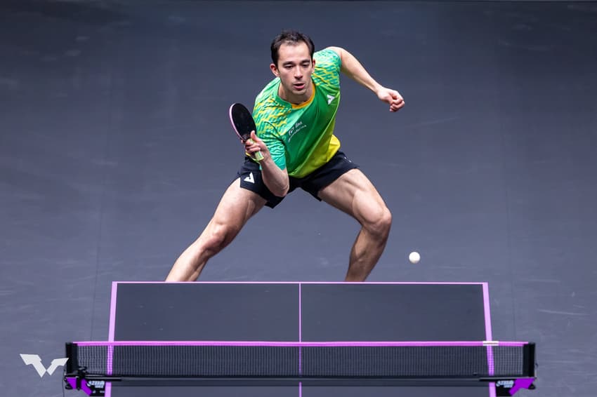 Hugo Calderano no WTT de Chongqing na China (Foto: World Table Tennis)