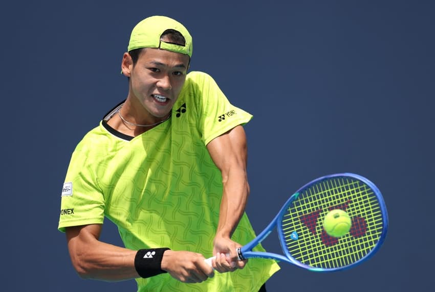 Japonês Rei Sakamoto conquista a maior vitória da carreira no Masters 1000 de Miami (Foto: Al Bello/AFP)