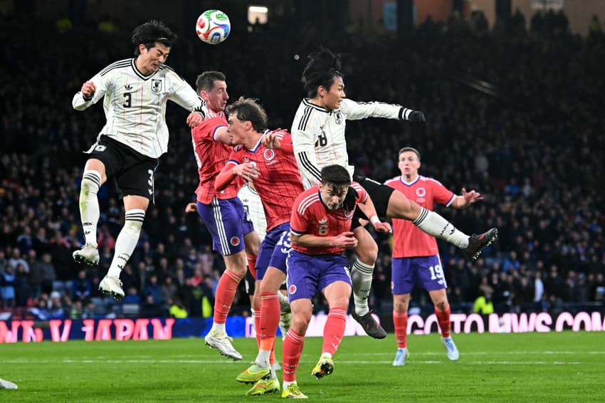 Adversária do Brasil na fase de grupos da Copa do Mundo, a Escócia acabou derrotada pelo Japão por 1 a 0 com gol de Junya Ito (Foto: Andy Buchanan / AFP)