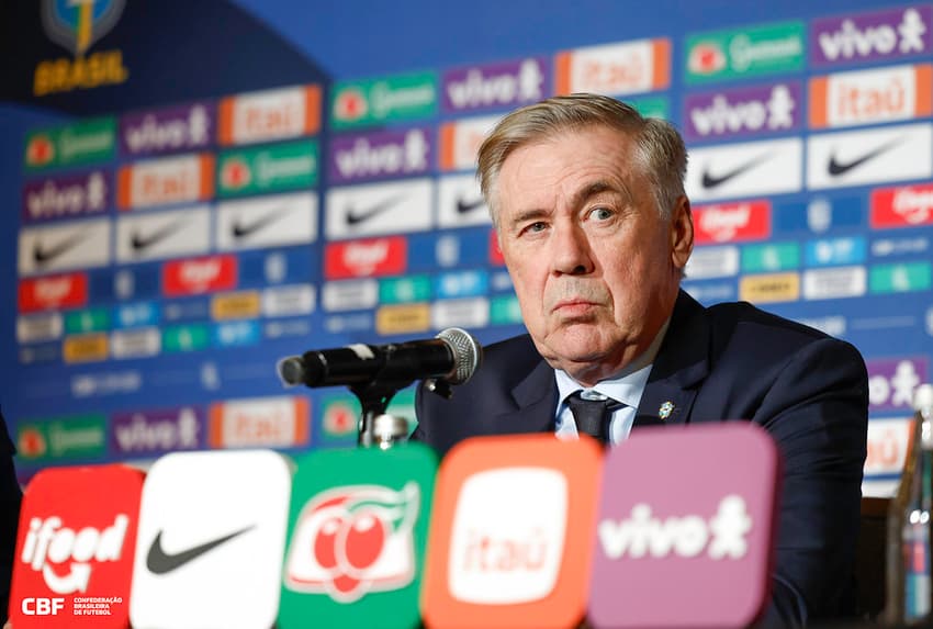 Carlo Ancelotti, técnico da Seleção Brasileira, em entrevista coletiva (Foto: Rafael Ribeiro / CBF)