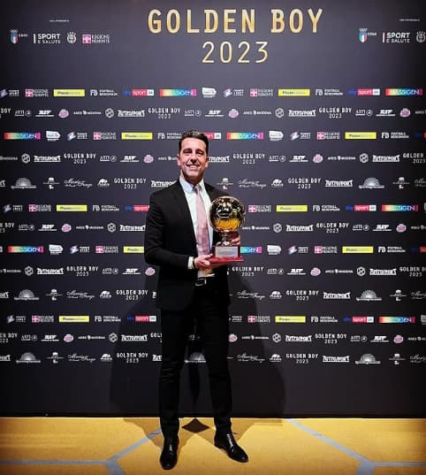 Em 2023, Edu Gaspar recebeu o prêmio de melhor diretor do futebol europeu do Golden Boy, premiação reconhecida no futebol internacional (Foto: Reprodução)
