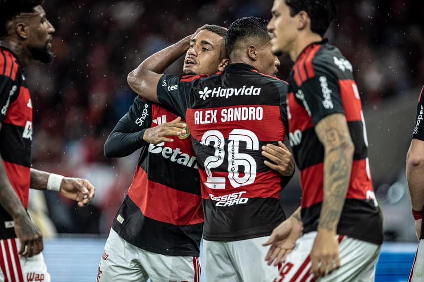 Jogadores do Flamengo comemoram gol contra o Remo (Foto: Affonso Andrade / Agência F8 / Gazeta Press)