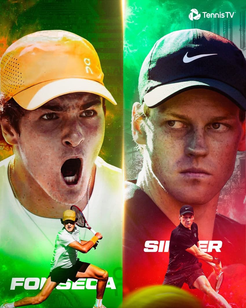 João Fonseca e Jannik Sinner vão se enfrentar pela primeira vez (Reprodução)